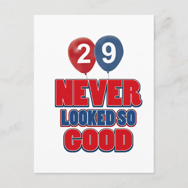 29 year old birthday designs postcard | Zazzle