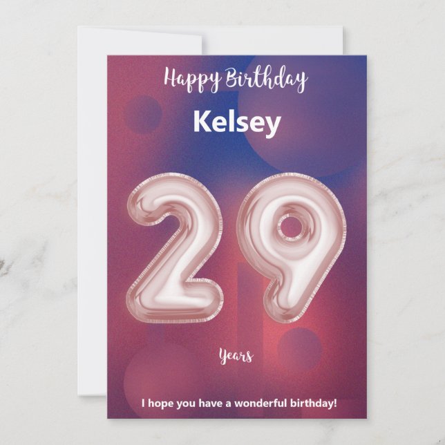 29 year old Happy Birthday card (Front)