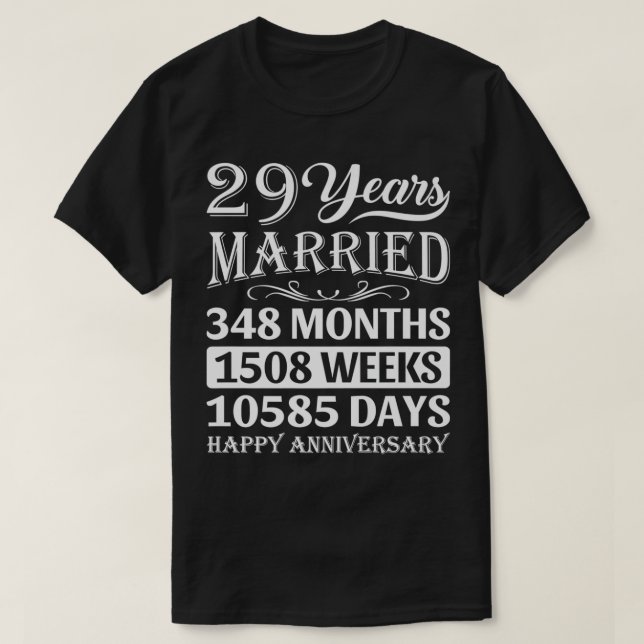 29 Years Married  Happy 29th Wedding Anniversary P T-Shirt (Design Front)