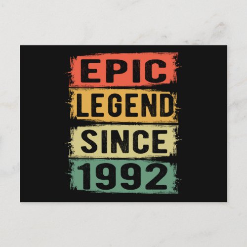 29 Years Old Bday 1992 Epic Legend 29th Birthday Postcard