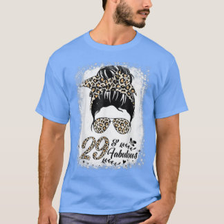 29 Years Old Fabulous Messy Bun Leopard 29th Birth T-Shirt