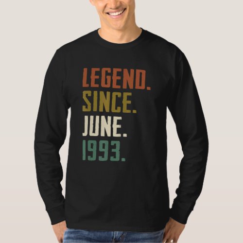 29 Years Old Legend Since June 1993 29th Birthday T_Shirt