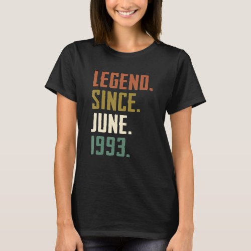 29 Years Old Legend Since June 1993 29th Birthday T_Shirt