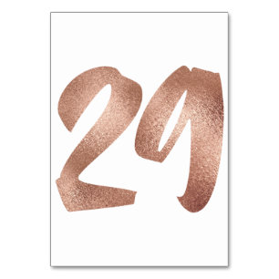 29Table  Number White Metallic Pink Rose Gold Table Number