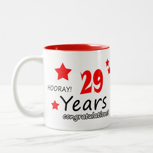 29th anniversary, 29 Years Wedding Anniversaries Two-Tone Coffee Mug (Left)
