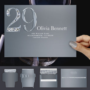 29th Anniversary Diamond Number Twenty Nine Silver Envelope
