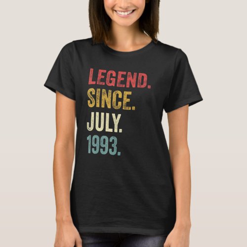 29th Birthday  29 Years Old Legend Since July 1993 T_Shirt