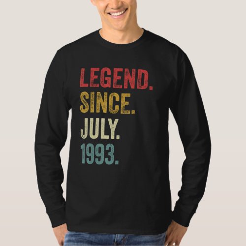 29th Birthday  29 Years Old Legend Since July 1993 T_Shirt