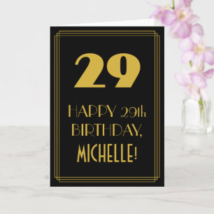 29th Birthday ~ Art Deco Inspired Look "29" & Name Card