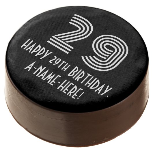 29th Birthday - Art Deco Inspired Look "29", Name Chocolate Covered Oreo (Angled)