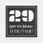 [ Thumbnail: 29th Birthday: Art Deco Inspired Look "29" + Name Napkins ]