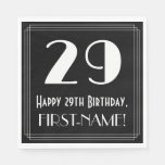[ Thumbnail: 29th Birthday ~ Art Deco Inspired Look "29", Name Napkins ]
