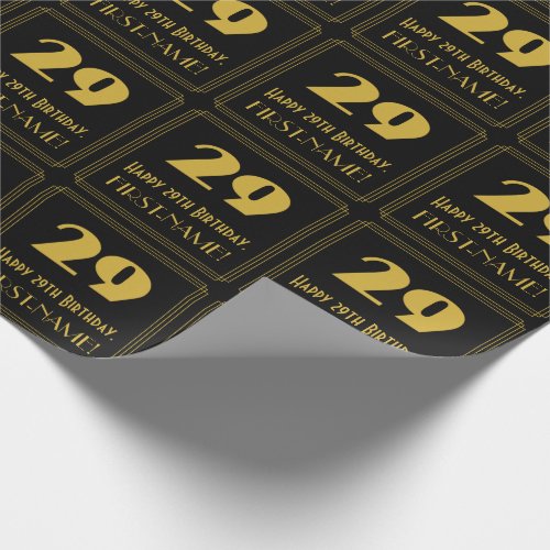 29th Birthday  Art Deco Inspired Look 29  Name Wrapping Paper