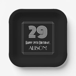 29th Birthday — Art Deco Inspired Look “29” Paper Plates