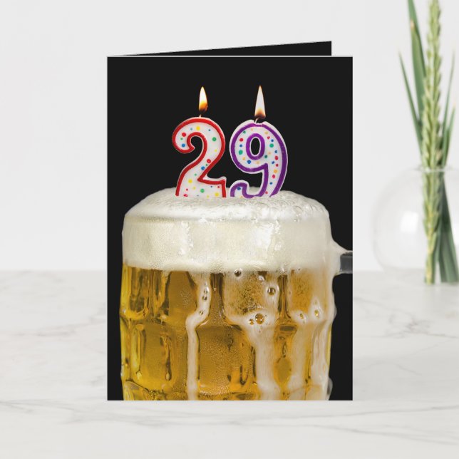 29th Birthday Beer on black Card (Front)
