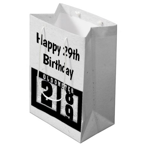 29th Birthday Black Odometer       Medium Gift Bag