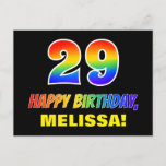 [ Thumbnail: 29th Birthday: Bold, Fun, Simple, Rainbow 29 Postcard ]