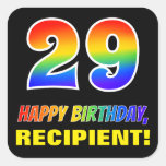 [ Thumbnail: 29th Birthday: Bold, Fun, Simple, Rainbow 29 Sticker ]