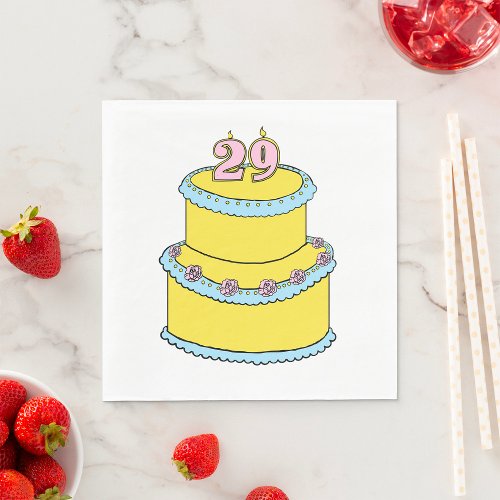 29th Birthday Cake Yellow Napkins