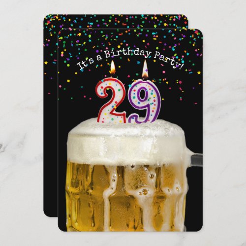 29th Birthday Candle Party Invitation
