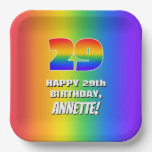 [ Thumbnail: 29th Birthday: Colorful, Fun Rainbow Pattern # 29 Paper Plates ]