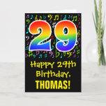 [ Thumbnail: 29th Birthday: Colorful Music Symbols + Rainbow 29 Card ]