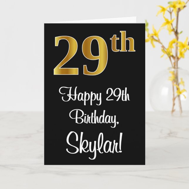 29th Birthday ~ Elegant Luxurious Faux Gold Look # Card (Yellow Flower)