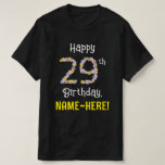 [ Thumbnail: 29th Birthday: Floral Flowers Number “29” + Name T-Shirt ]