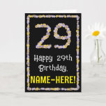 [ Thumbnail: 29th Birthday: Floral Flowers Number, Custom Name Card ]