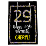 [ Thumbnail: 29th Birthday: Floral Flowers Number, Custom Name Gift Bag ]