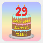 [ Thumbnail: 29th Birthday: Fun Cake and Candles + Custom Name Sticker ]
