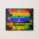 [ Thumbnail: 29th Birthday: Fun, Colorful Celebratory Fireworks Jigsaw Puzzle ]
