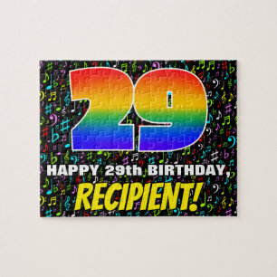 29th Birthday — Fun, Colorful Music Symbols & “29” Jigsaw Puzzle