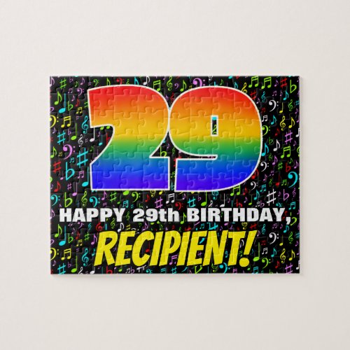 29th Birthday  Fun Colorful Music Symbols  29 Jigsaw Puzzle