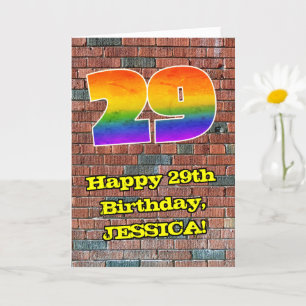 29th Birthday: Fun Graffiti-Inspired Rainbow 29 Card