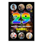 [ Thumbnail: 29th Birthday: Fun Rainbow #, Custom Name + Photos Card ]