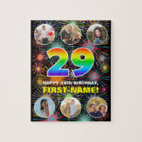 29th Birthday: Fun Rainbow #, Custom Name + Photos