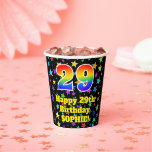 [ Thumbnail: 29th Birthday: Fun Stars Pattern and Rainbow 29 Paper Cups ]