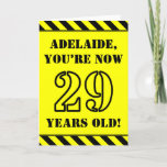 [ Thumbnail: 29th Birthday: Fun Stencil Style Text, Custom Name Card ]