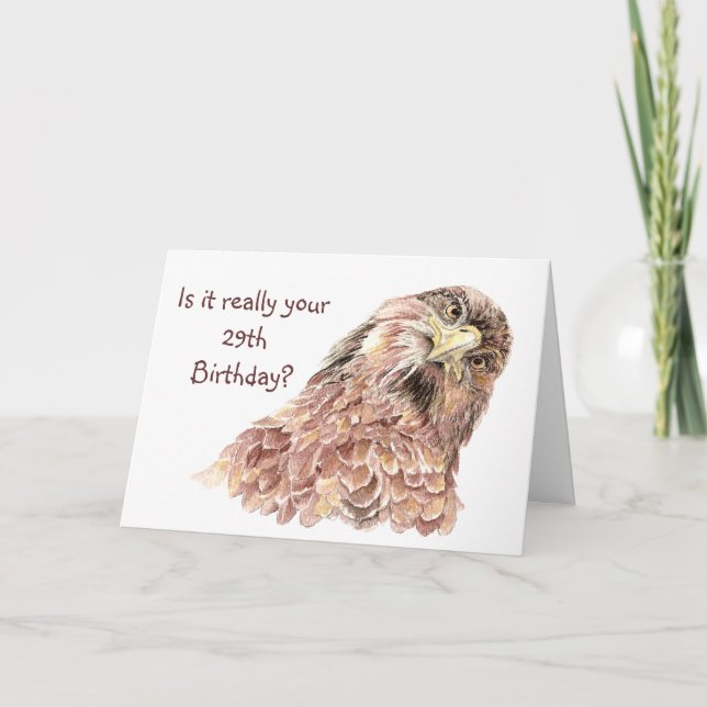 29th Birthday Funny or Insulting Cute Curious Bird Card (Front)