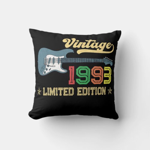 29th Birthday Gifts For Men Women Guitar Lover Throw Pillow
