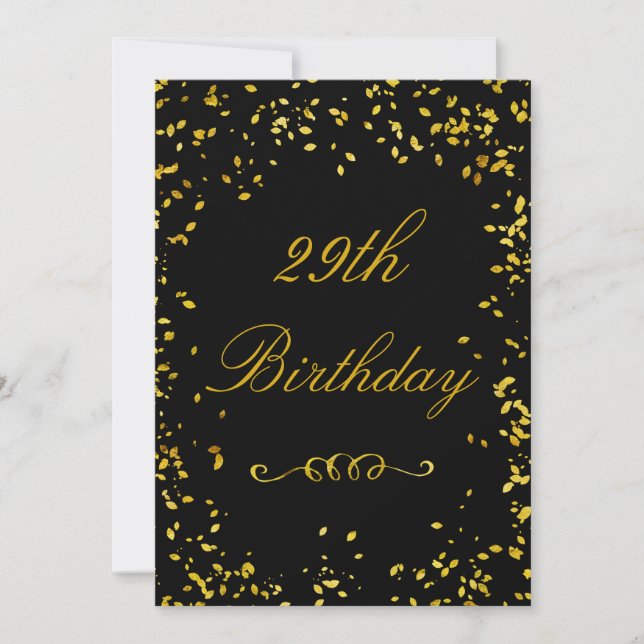 29th Birthday Glamorous Gold Confetti Invitation (Front)