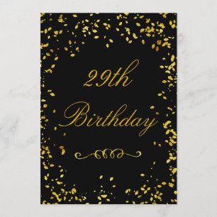 29th Birthday Glamorous Gold Confetti Invitation