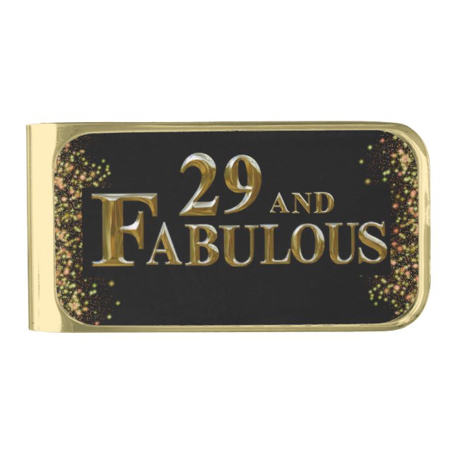 29th  Birthday  Gold Finish Money Clip (Front)