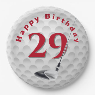29th Birthday Golf Ball Design Paper Plate