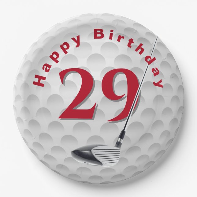 29th Birthday Golf Ball Design Paper Plate (Front)
