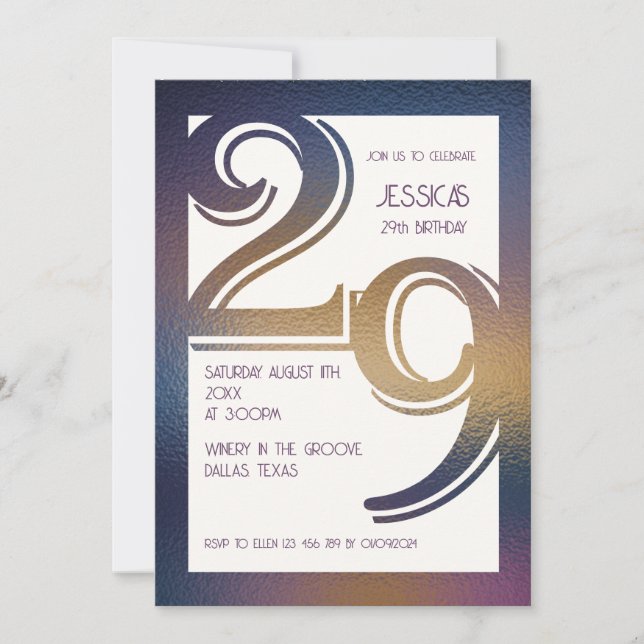 29th birthday invitation (Front)