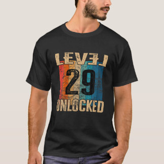 29th Birthday Level Unlocked Vintage Retro T Shirt