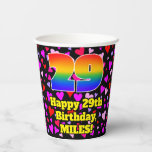 [ Thumbnail: 29th Birthday: Loving Hearts Pattern, Rainbow 29 Paper Cups ]