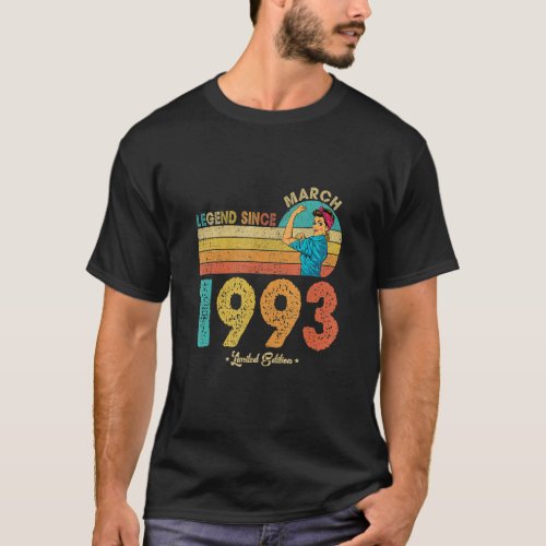 29th Birthday March 1993 Legend Since 1993 29 Year T_Shirt